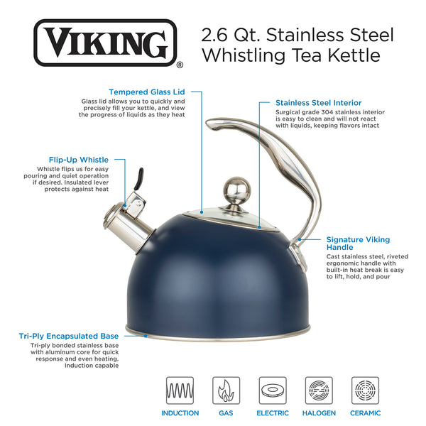 Blue whistling outlet tea kettle