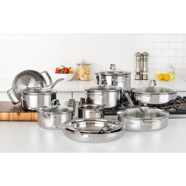 Viking 3-Ply Stainless Steel 13-Piece Cookware Set with Glass Lids – Viking  Culinary Products