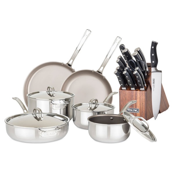 Cook N Home Pots and Pans Stainless Steel Cooking Set 7-Piece, Tri