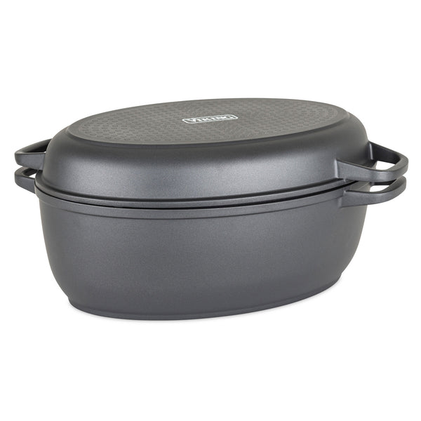 Viking 3-Ply Oval Roaster 8.5-Quart with Metal Induction Lid Rack