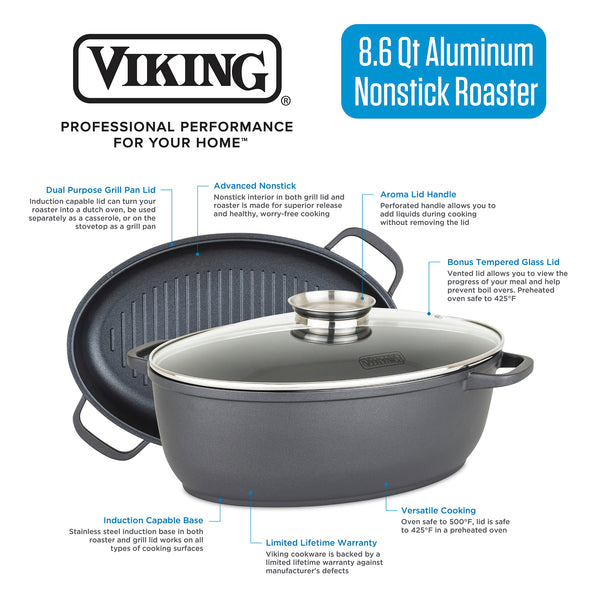 Cast Aluminum Roasting Pan Viking 6 Quart Roaster No 43 Vintage Quality  Made Cookware 