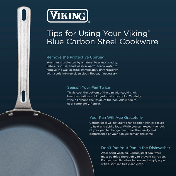 Viking Blue Carbon Steel Pre Seasoned Non Stick 10 In and 12 In