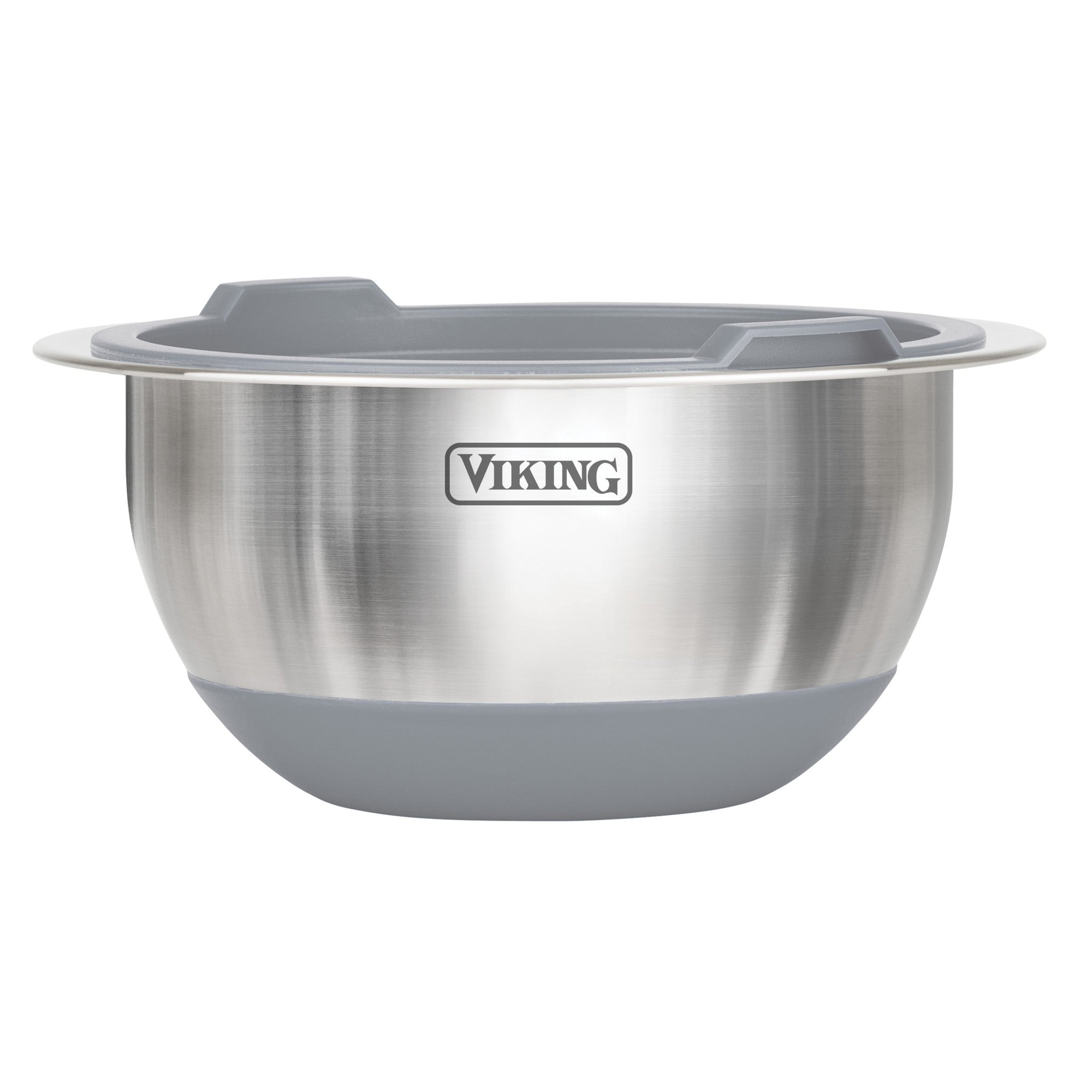 Viking 8-Piece Stainless Steel Mixing Bowl Prep Set with Strainer and Cutting Lid, Gray