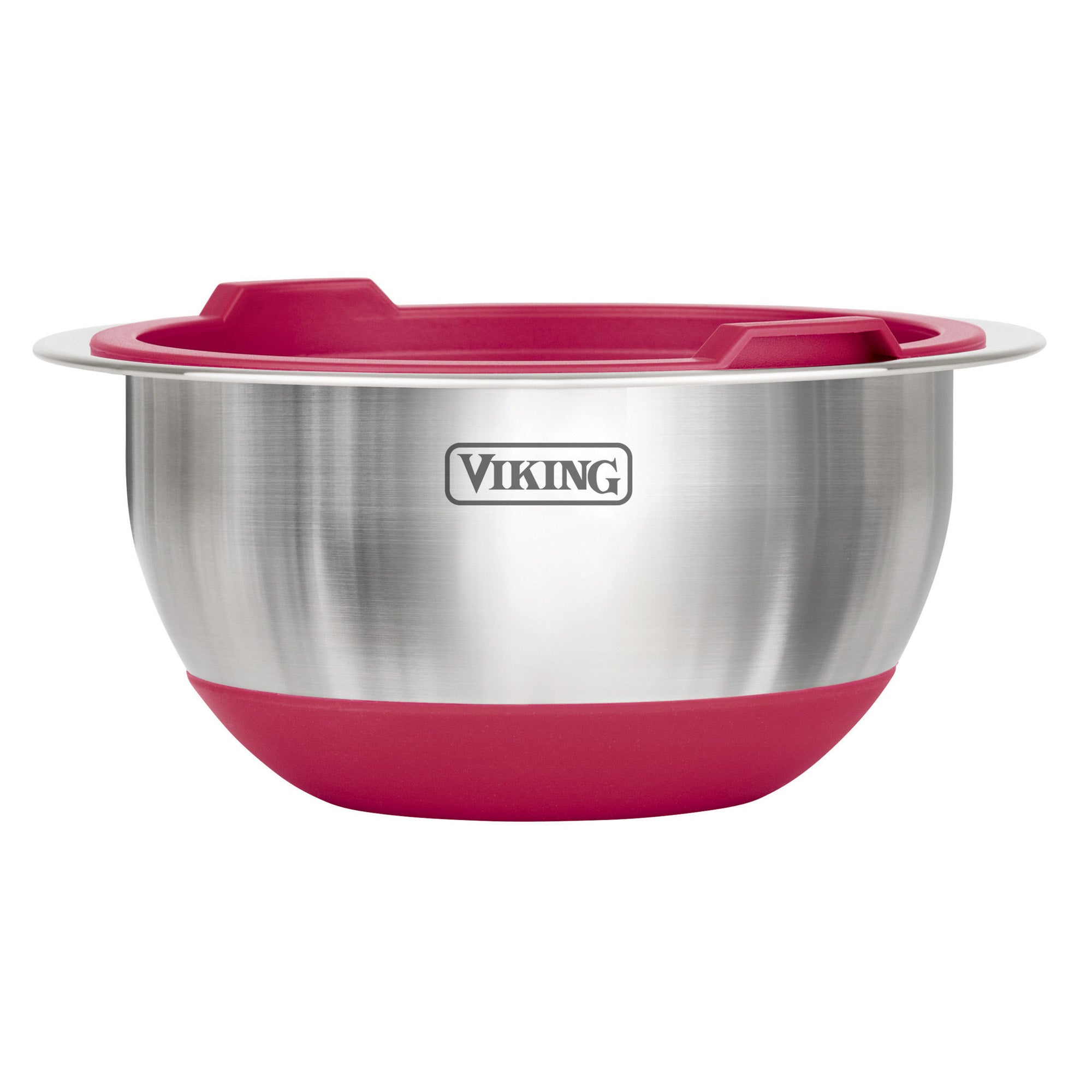 Viking 8-Piece Stainless Steel Mixing Bowl Prep Set with Strainer and Cutting Lid, Red