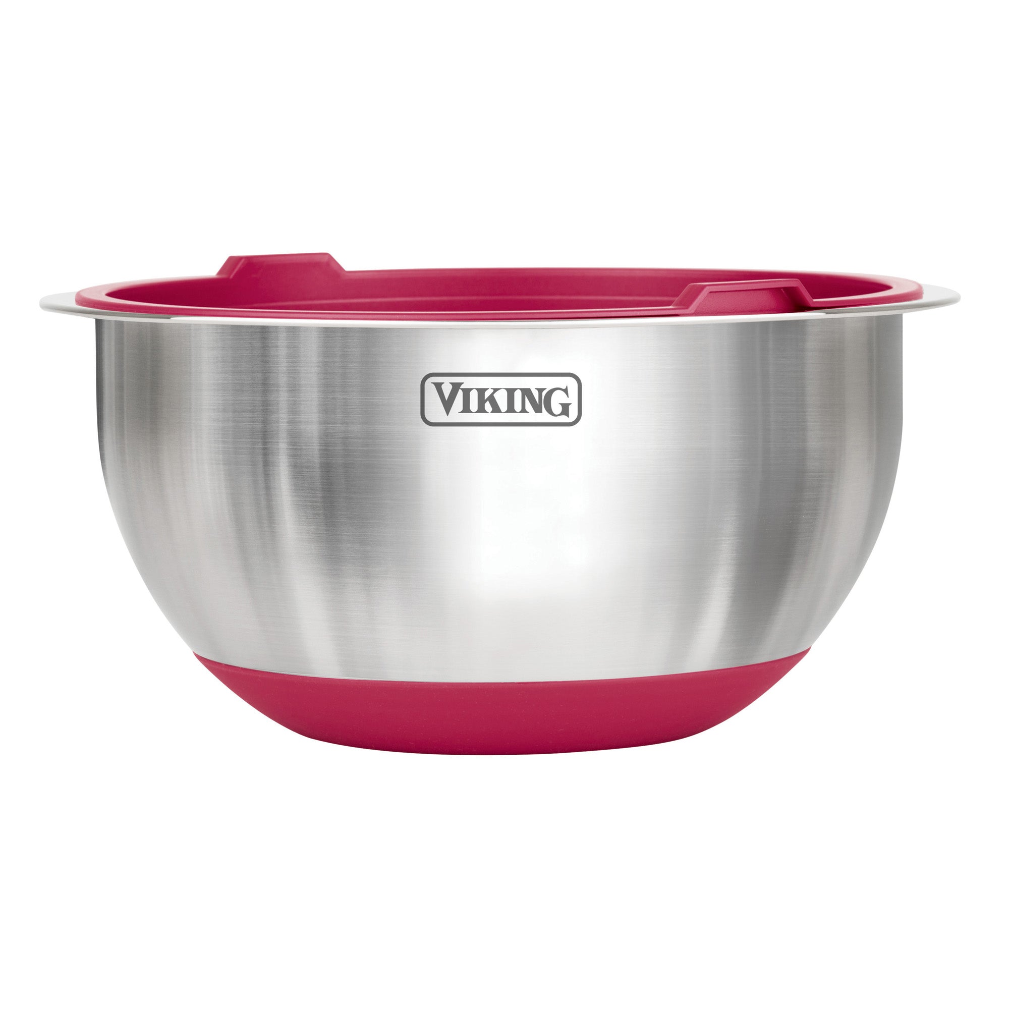 Viking 8-Piece Stainless Steel Mixing Bowl Prep Set with Strainer and Cutting Lid, Red