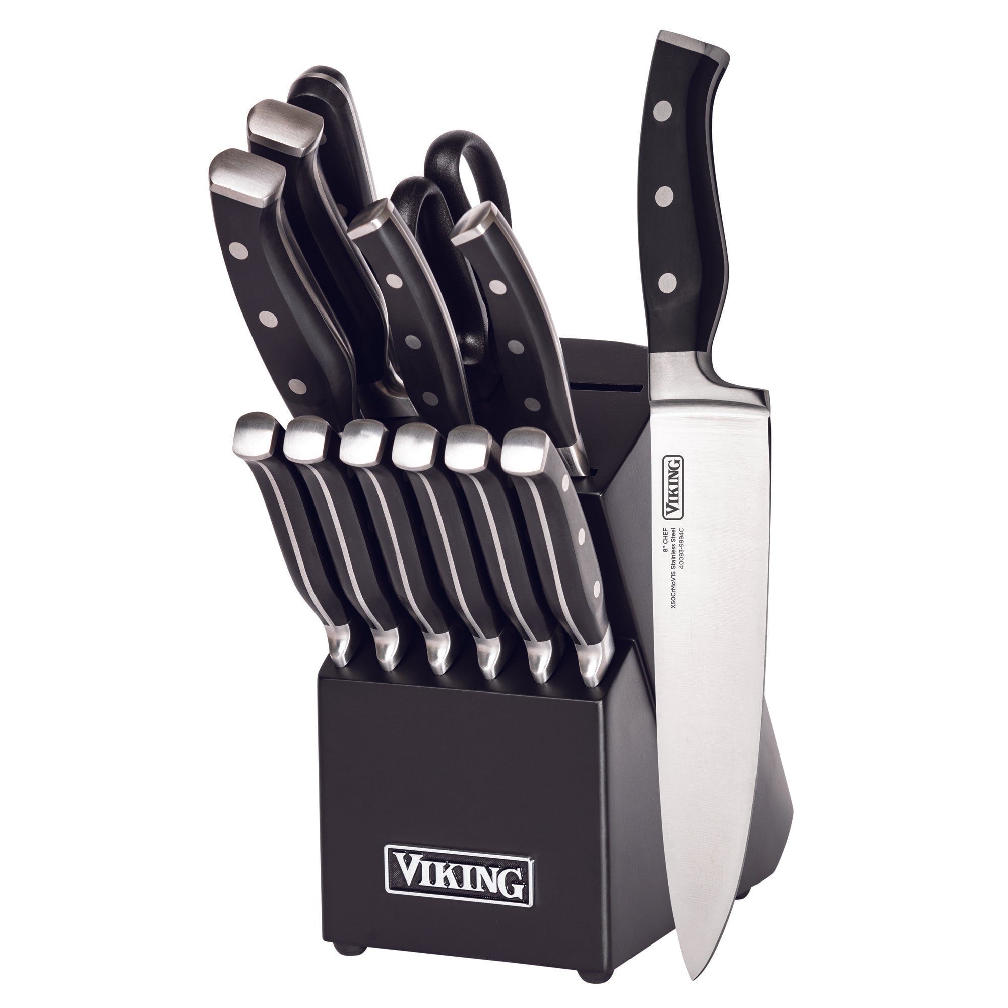 Viking 14-Piece X50CrMoV15 Steel Cutlery Set with Black Block