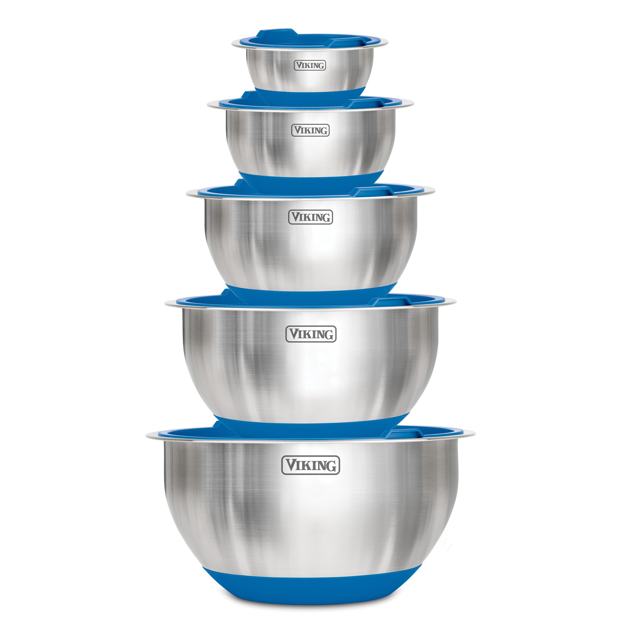 Viking 10 Piece Stainless Steel Mixing Bowl Set with Lids Blue