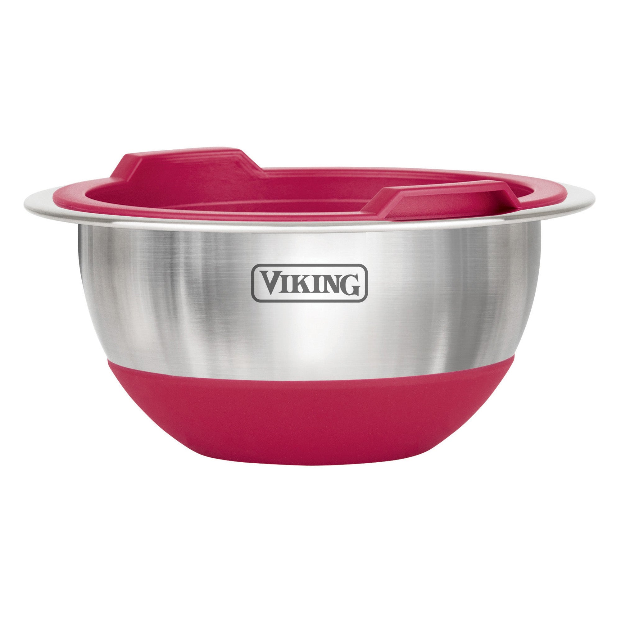 Viking 10-Piece Stainless Steel Mixing Bowl Set with Lids, Red