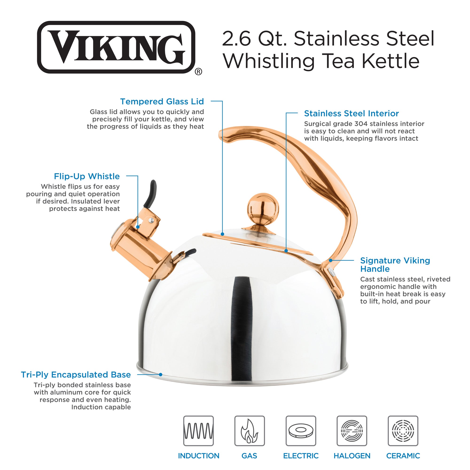Hot Water Boiler Whistling Tea Kettle for Stovetop Heating Water