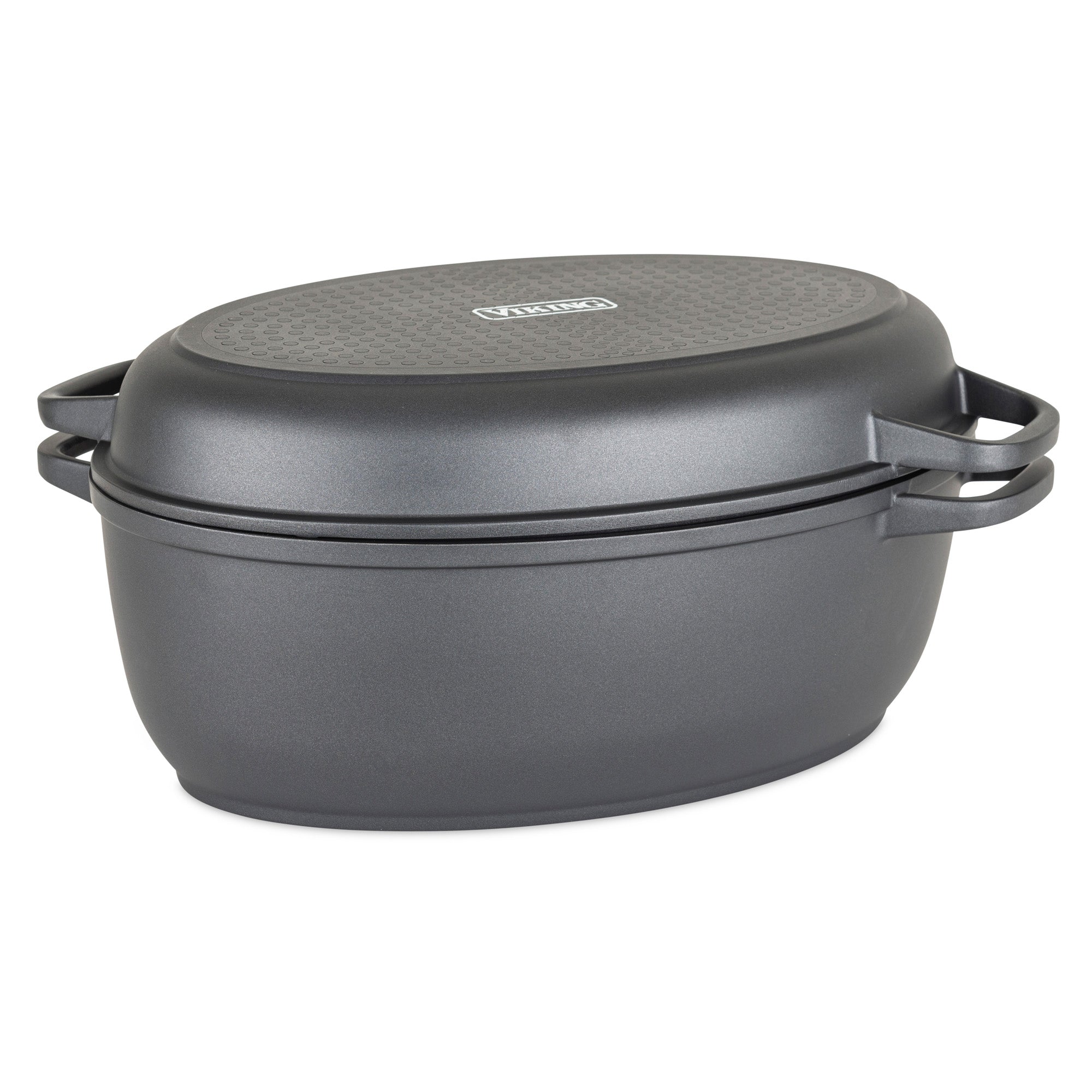 Viking 3-In-1 8.6-Quart Die Cast Oval Roaster with Casserole/Saute Pan and Glass Basting Lid