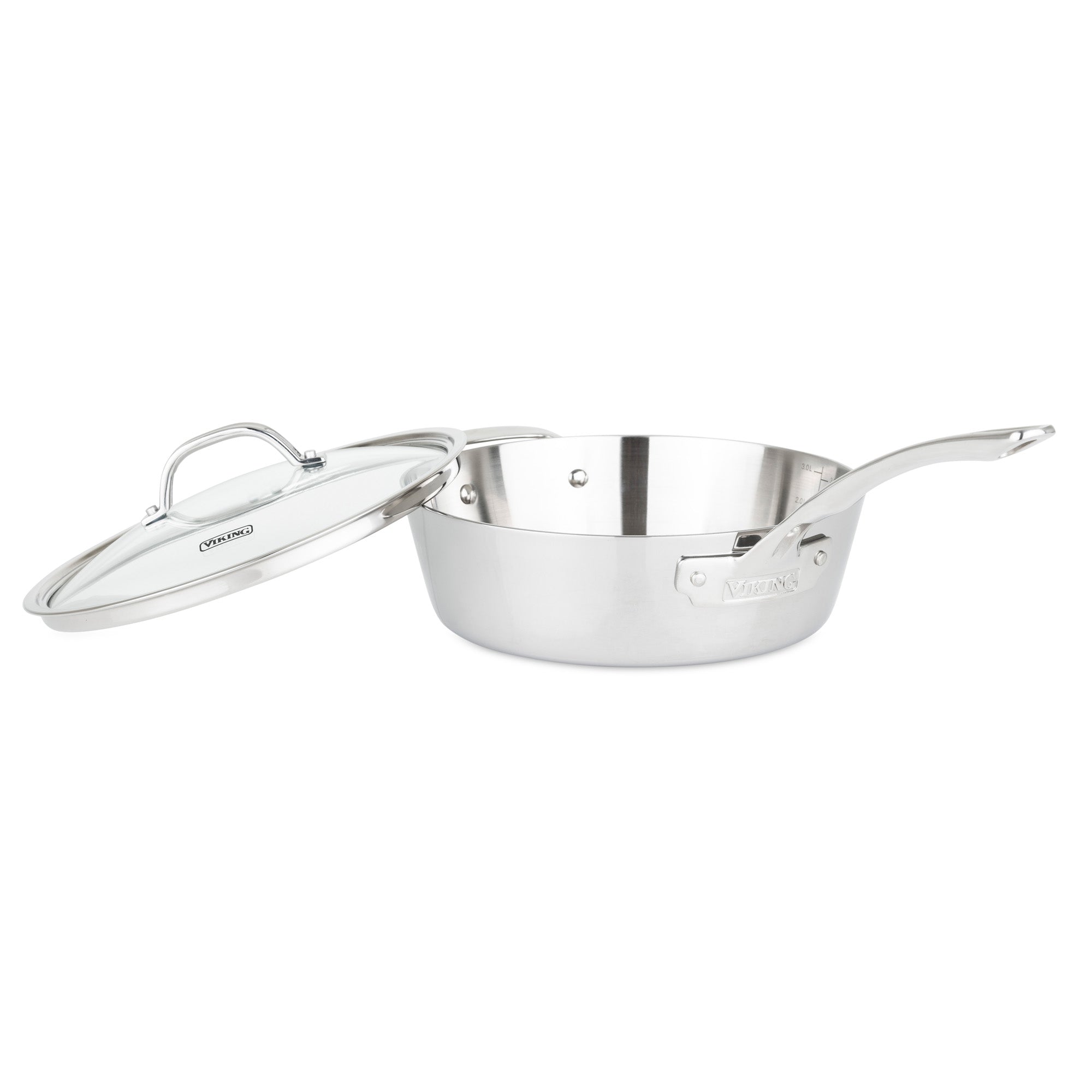 Vigor SS3 Series 3 Qt. Tri-Ply Stainless Steel Saute Pan with Cover