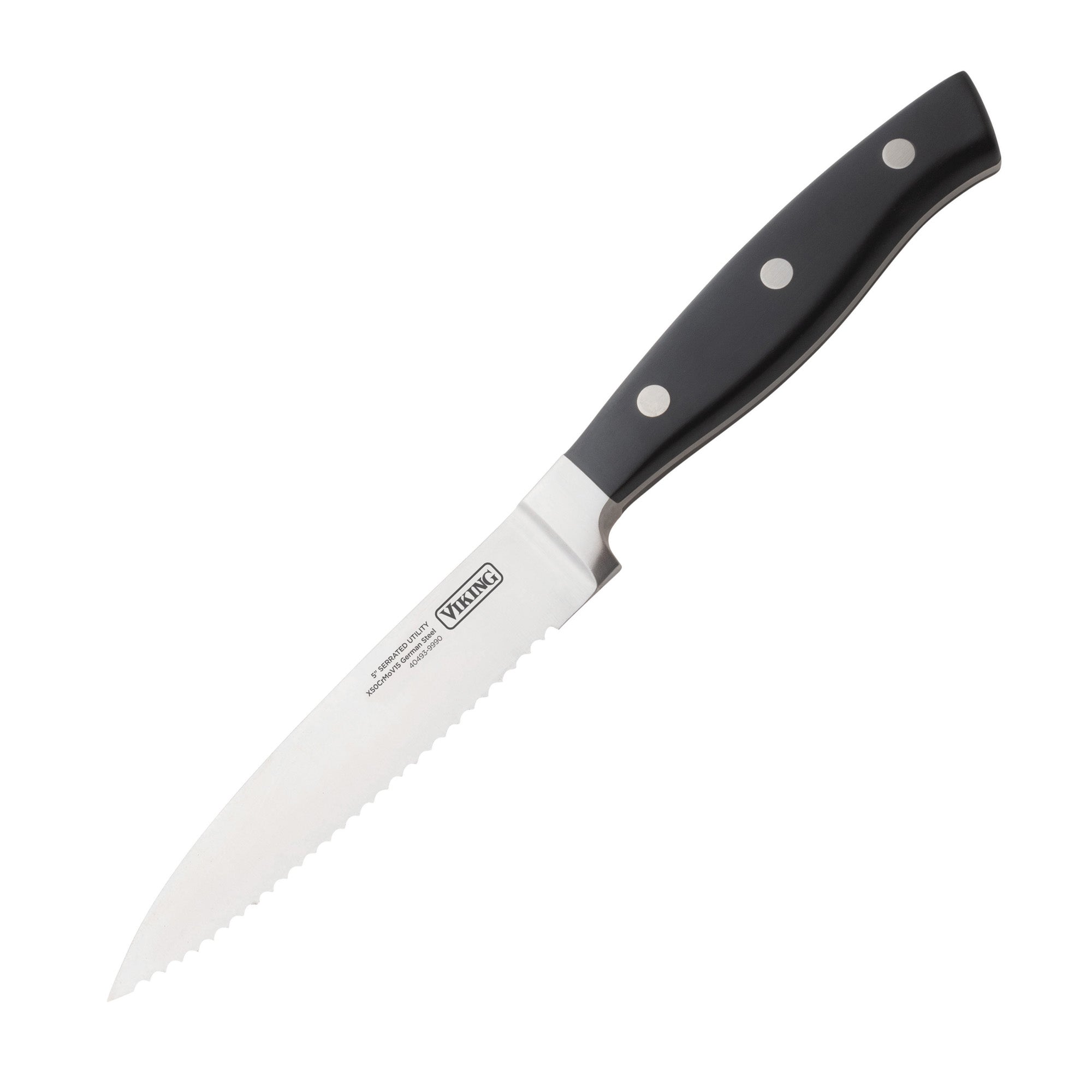 Premium 8 Piece Kitchen Knife Set Black Stainless Steel Serrated