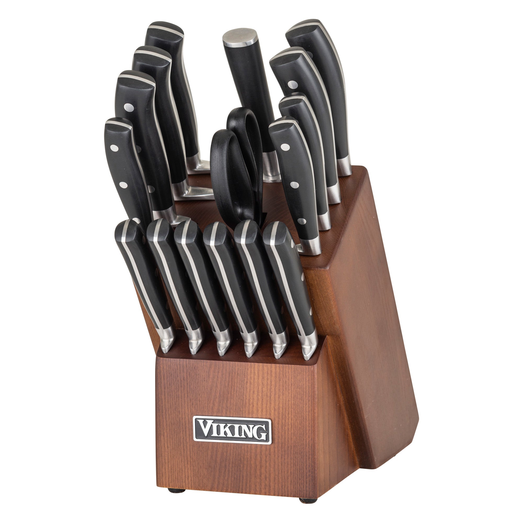 Viking 17-Piece Cutlery Set with Light Walnut Color Block