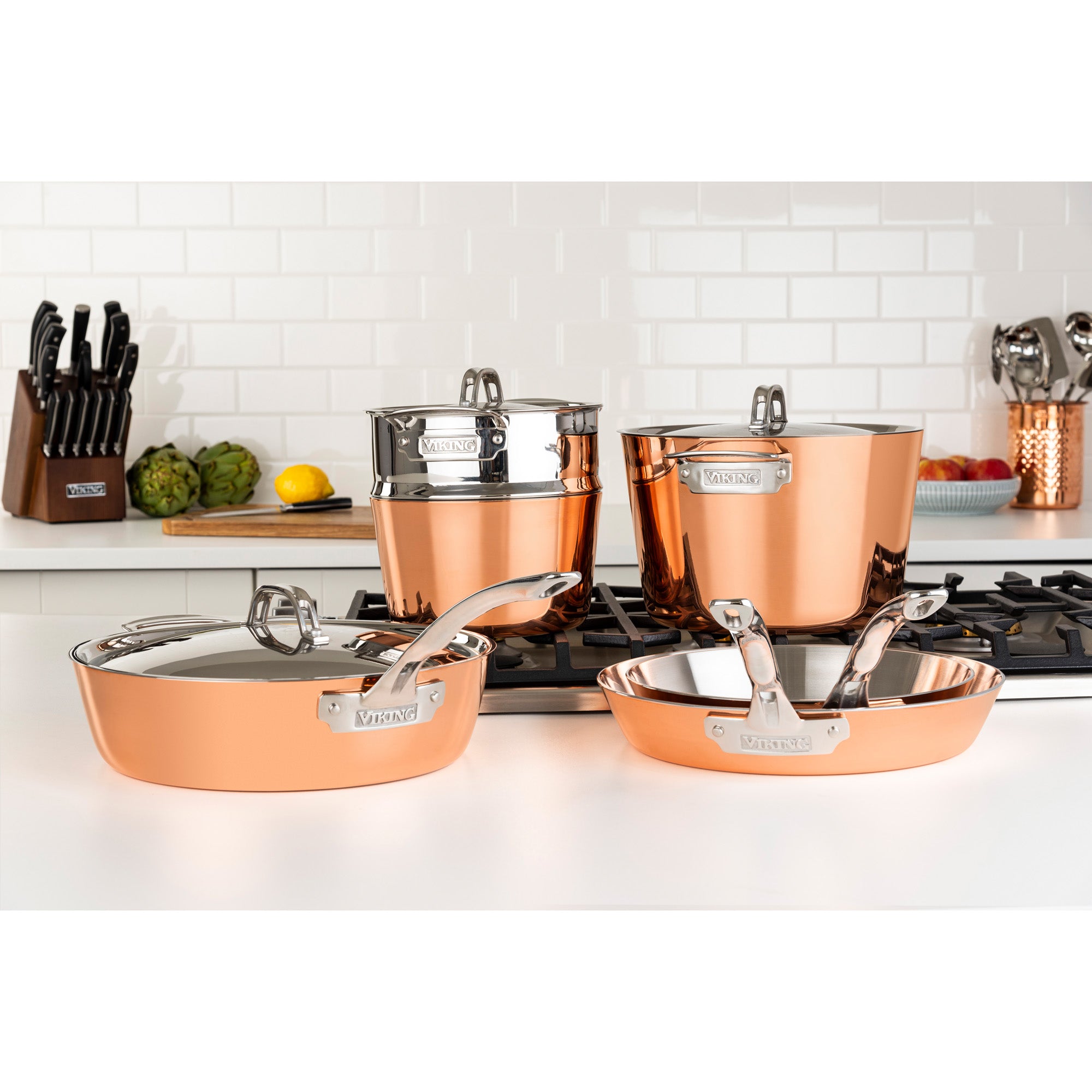 Brentwood 9-Piece Nonstick Copper-Clad Cookware Set 