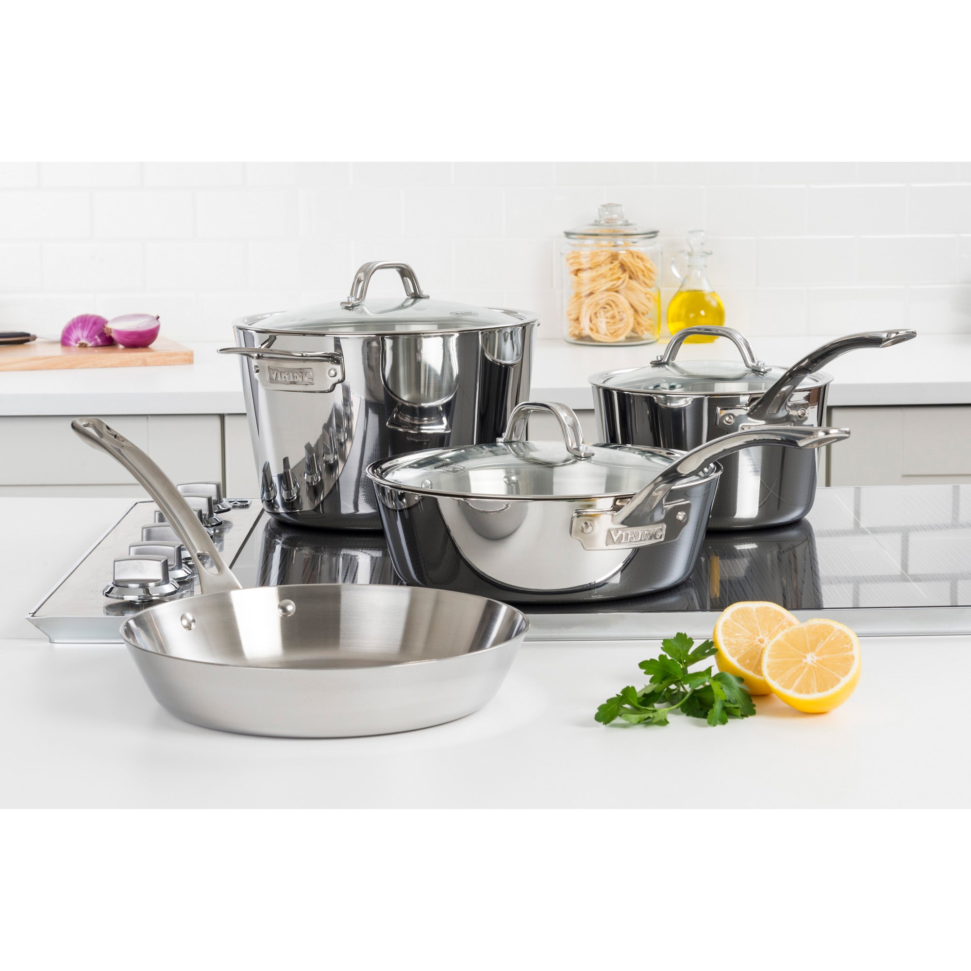 Viking Culinary 3-Ply Stainless Steel Cookware Set, 17 piece