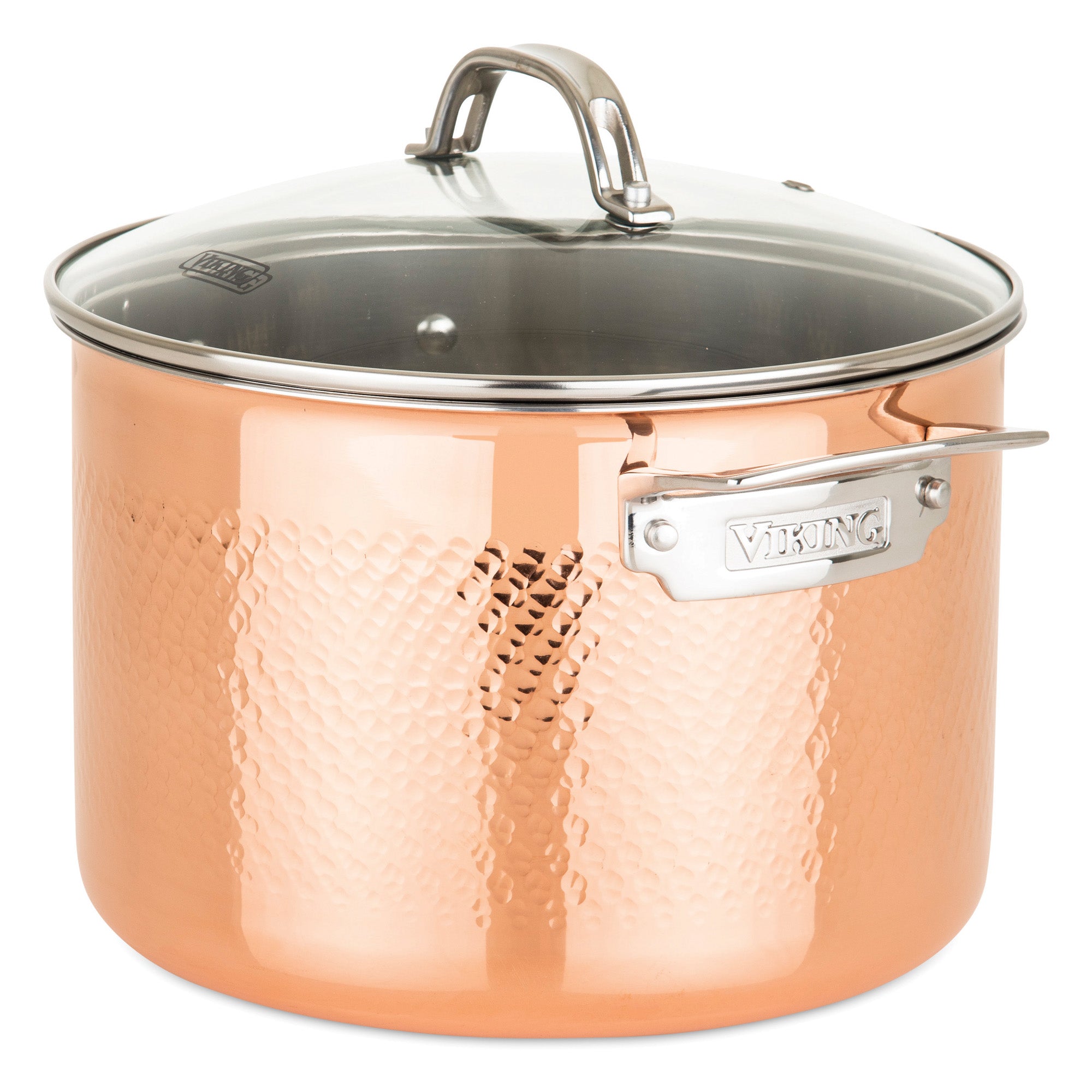 Viking 3-Ply Hammered Copper Clad 10-Piece Cookware Set with Glass Lids