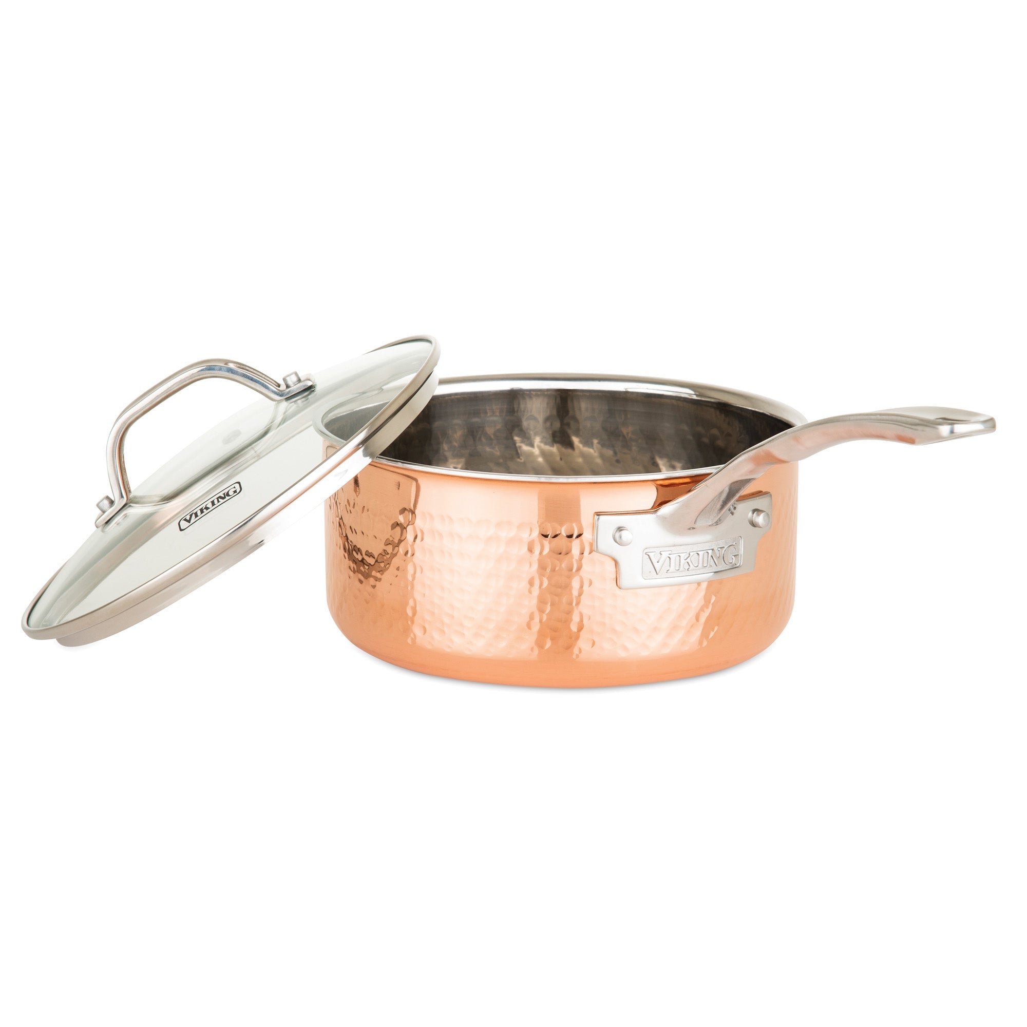 Viking 3-Ply Hammered Copper Clad 10-Piece Cookware Set with Glass Lids