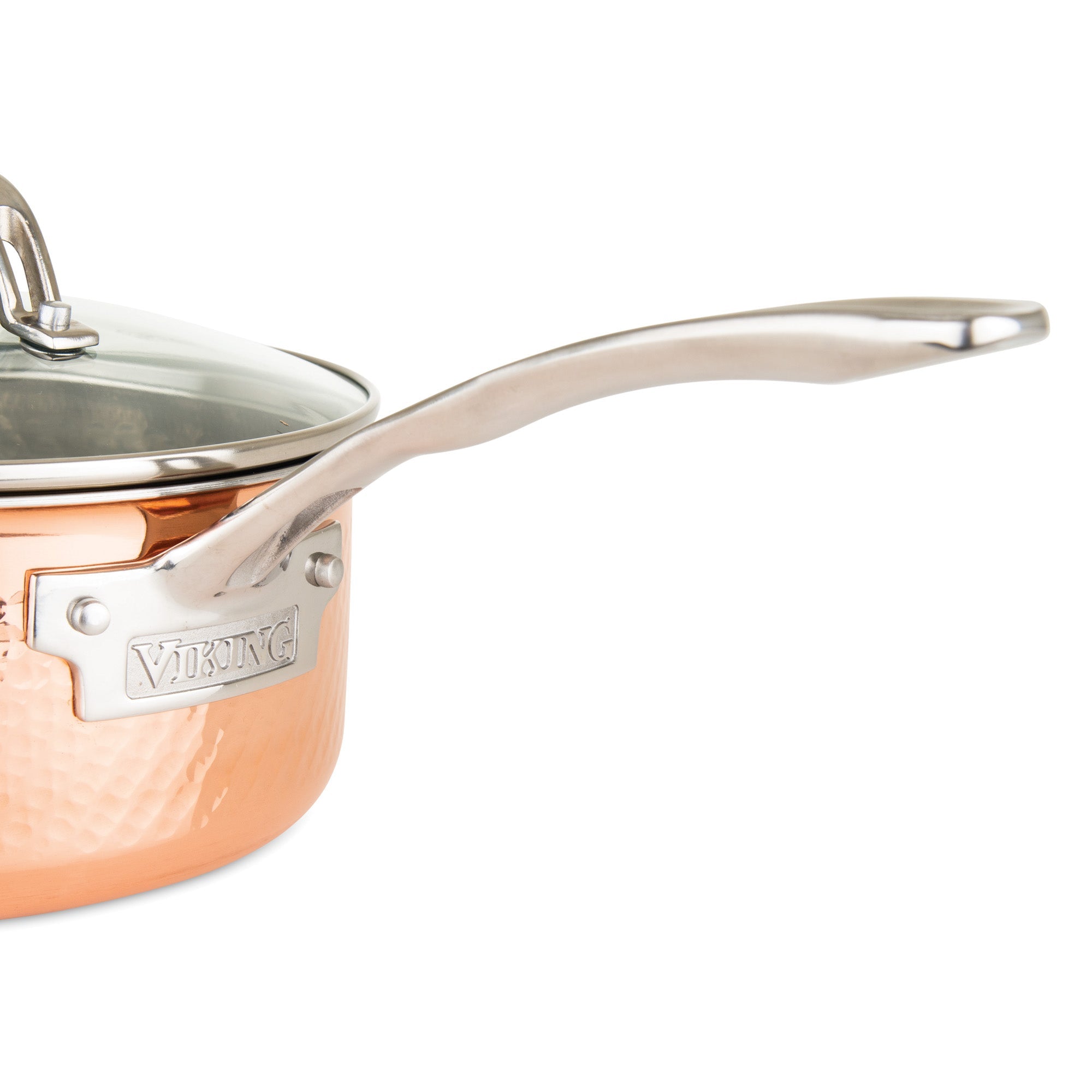 Viking 3-Ply Hammered Copper Clad 10-Piece Cookware Set with Glass Lids